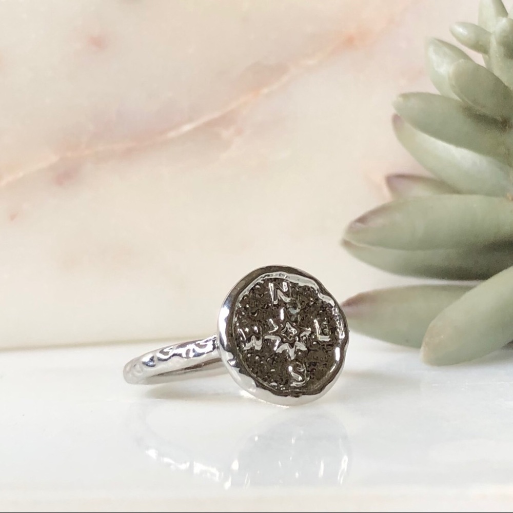 Boho Gypsy Festival Coin Compass Hammered Ring 9